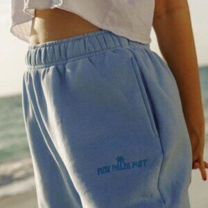 NEW Pink Palm Puff Sweatpants, Blue, —XXS